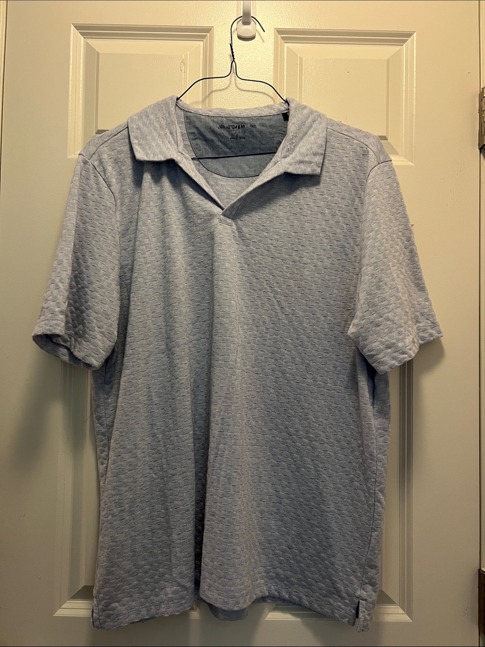 Johnston & Murphy Men's Textured Short-Sleeve Polo Shirt - Light Gray